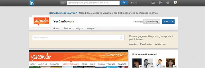 web design: use linkedin for business